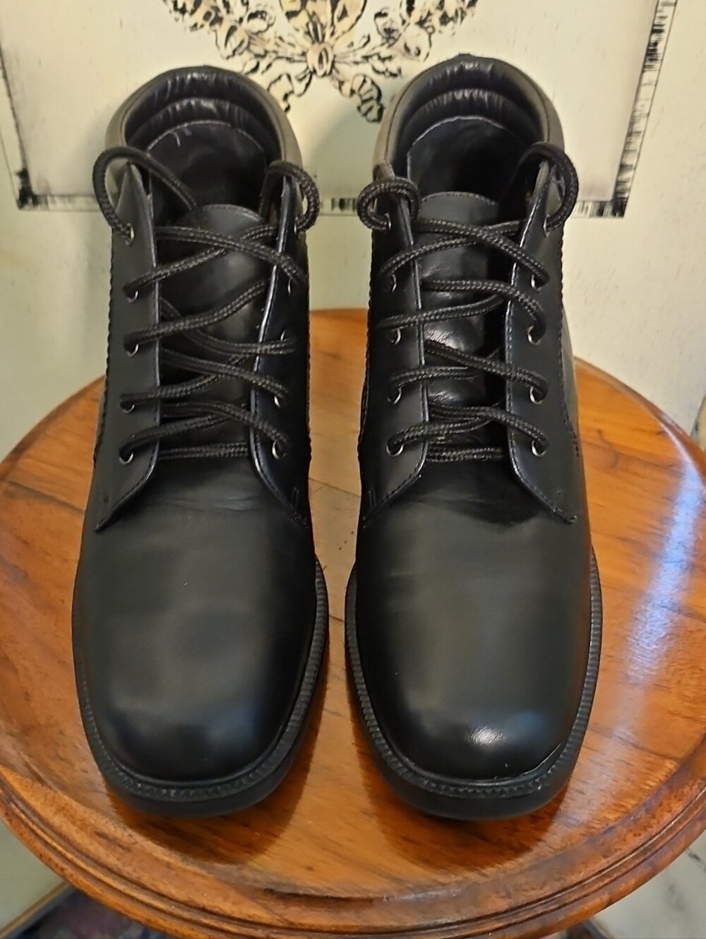 VINTAGE 90'S DANEXX EMPRESS BLACK LEATHER PLAID LINED ANKLE BOOTS 8 MED